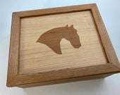 Handmade redwood box. Marquetry.Horse inlay. .Great gift for.horse lovers. Birthday.Gift for wife ordaughter. AnniversaryRetirement present