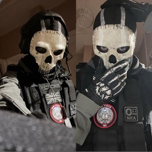 SINSEN COD Ghost Masque de tempête avec tête de mort, cagoule, cagoule,  cagoule, adulte, Halloween, cosplay, masque complet pour vélo, moto,  snowboard