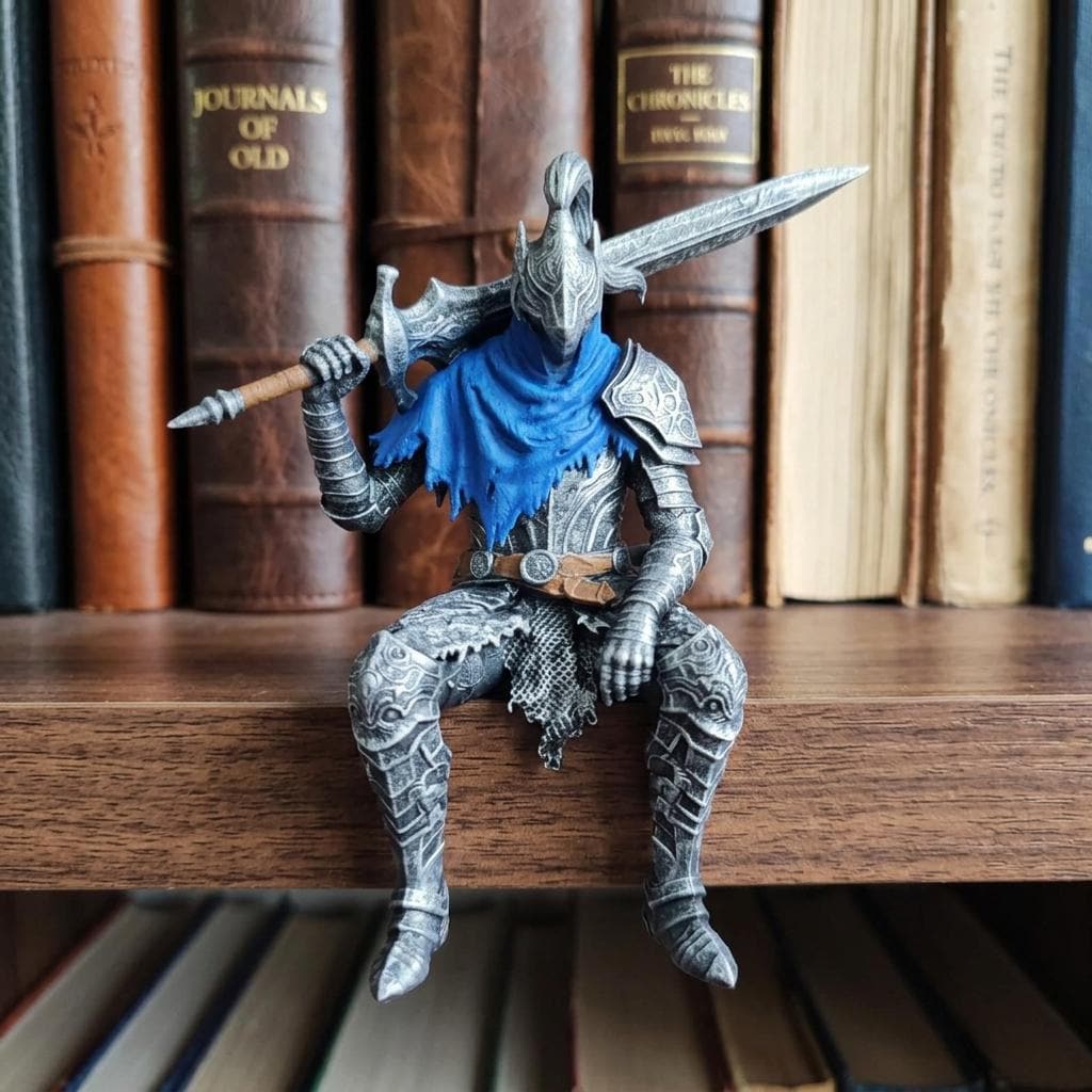 Wolf Knight Shelf Sitter Figure | Hand Painted Resin Soulslike Statue