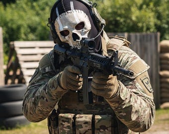 Full Ghost Skull Mask — Operator-Style Full Face Cosplay & Airsoft Prop, Hard Plastic