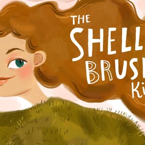 May include: A digital illustration of a woman with long brown hair wearing a green fuzzy sweater. The text "The Shelly Brush Kit Vol. 1" is written in white on a brown background.