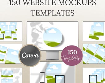 150 Website Mockup Canva Templates | Digital Product Mockups (Digital Download)