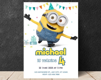 Minions Birthday Invitation, Minions Invitation Template, Minions Invite, Minions Party, Minions Party invite, Kids Birthday Party