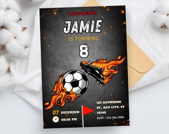 Editable Soccer Birthday Invitation, Digital Soccer Party Template, Sports Party, Sports Invitation, Teen Football Invitation, Kids Birthday