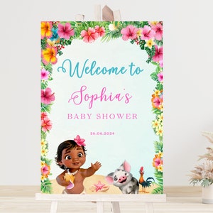 Bearbeitbares Baby Moana Willkommensschild, Digitales Baby Moana Poster, Babyparty Willkommen, Kindergeburtstag Willkommensschild, Kinder Mottoparty