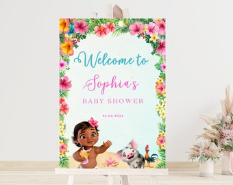 Editable Baby Moana Welcome Sign, Digital Baby Moana Poster, Baby Shower Welcome, Kids Birthday Welcome Sign, Kids Themed Party
