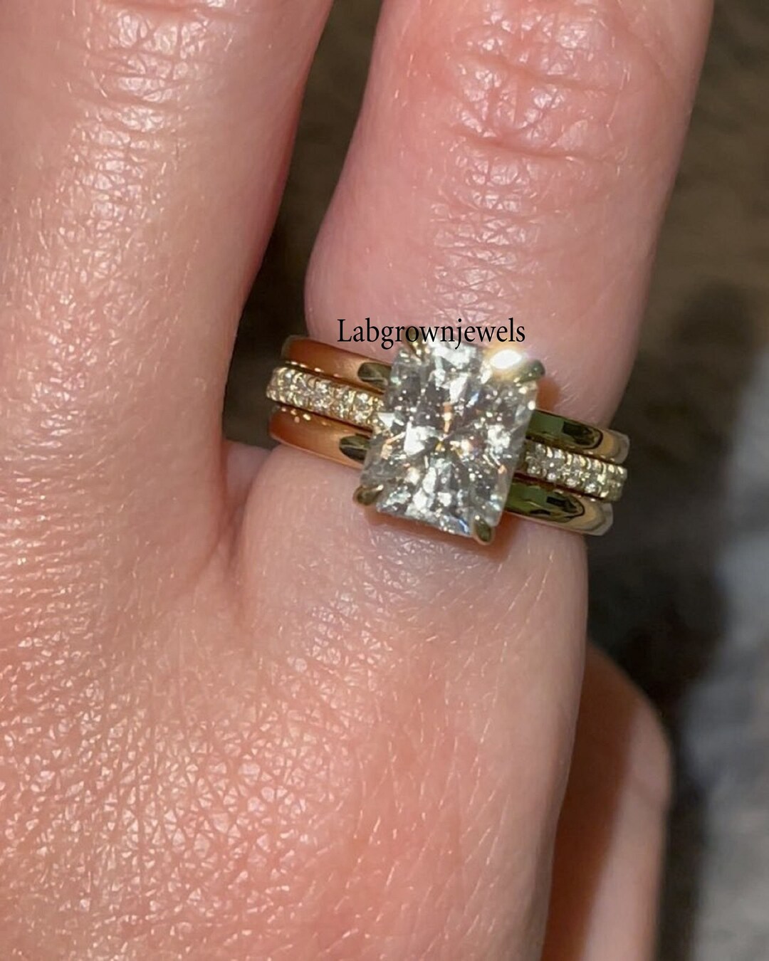 Chunky Wide Band Moissanite Engagement Ring Hidden Halo Etsy