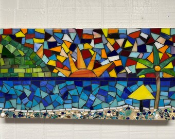 Mosaic Art, Tropical Mosaic Decor, Coastal Decor, Beach Art, Resin Ocean Wall Art