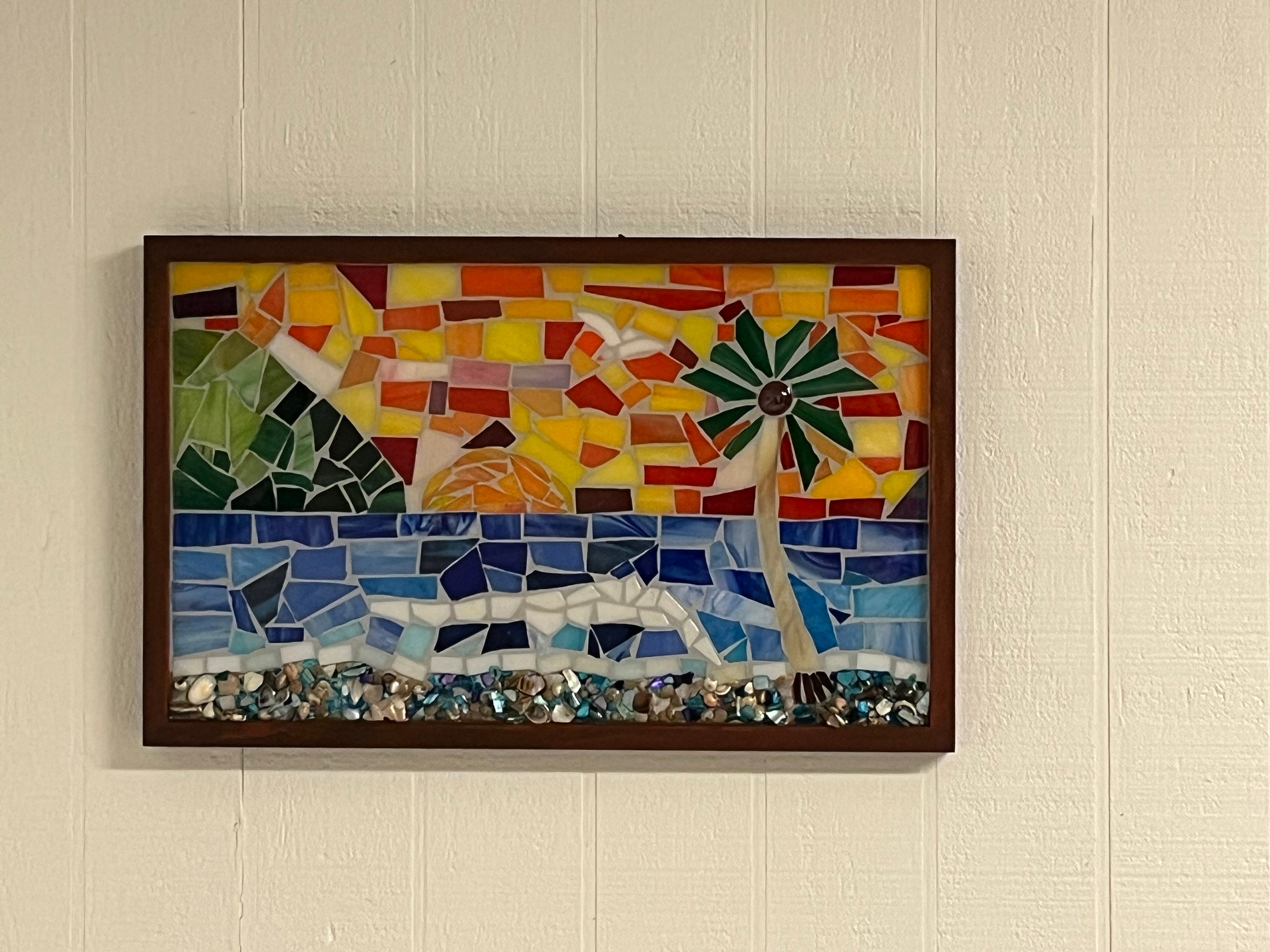 Ocean Mosaic Art Sunset Mosaic Decor Beach Mosaic Art Etsy