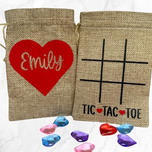 Personalized Tic Tac Toe, Valentine Exchange, Classroom Gifts, Party Favors, Tic Tac Toe Bag, Kids Personalized Gift, Stocking Stuffer