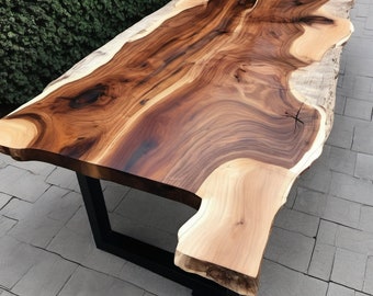 Wooden Live Edge Dining Table, Solid wood dining table,Rustic table Table for Kitchen or Dining Room