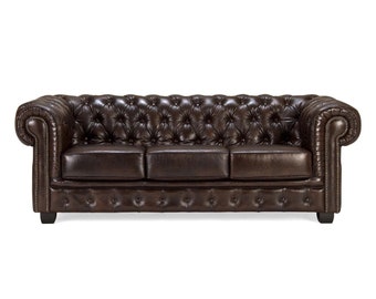 Ledersofa Craftshades Traditionelle Chesterfield 3-Sitzer-Sofas Handgefertigtes Chesterfield Buckingham 3-Sitzer-Antikes Sofa