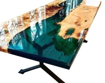 Epoxy Resin Dining and Coffee Black Table Vivid Edge Custom Made Luxury Furniture Personalized Gift Wedding Gifts Unique Home Decor