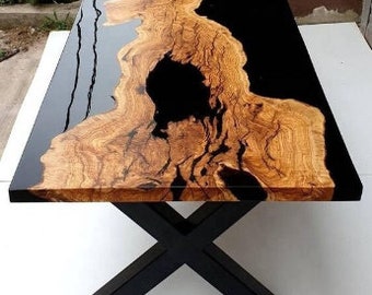 Epoxy Resin Dining and Coffee Table Custom Vivid Edge Luxury Quality Handcrafted Furniture Personalized Gift Home Decor Wedding Gifts