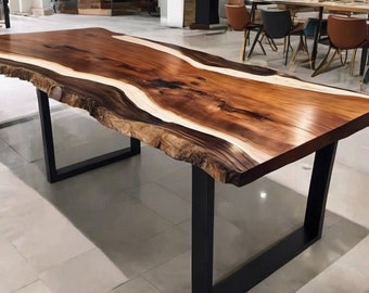 Wooden Live Edge Dining Table, Solid wood dining table,Rustic table, Farmhouse table,  Kitchen table,  Live Edge Dining Table