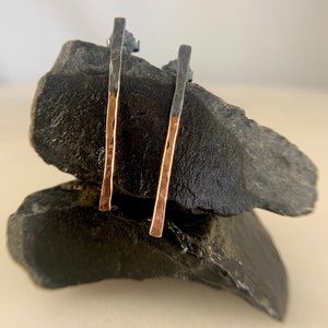 Rose Gold Bar Earrings, Drop Bar Earring, Long Bar Earring, Rose Gold Stud Earring, Black Bar Earrings