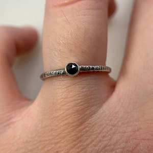 Black Diamond Ring, Tree Bark Ring, Nature Ring, Bark Ring, Black Diamond Band, Bezel Set Diamond Ring, Rose Cut Black Diamond Ring