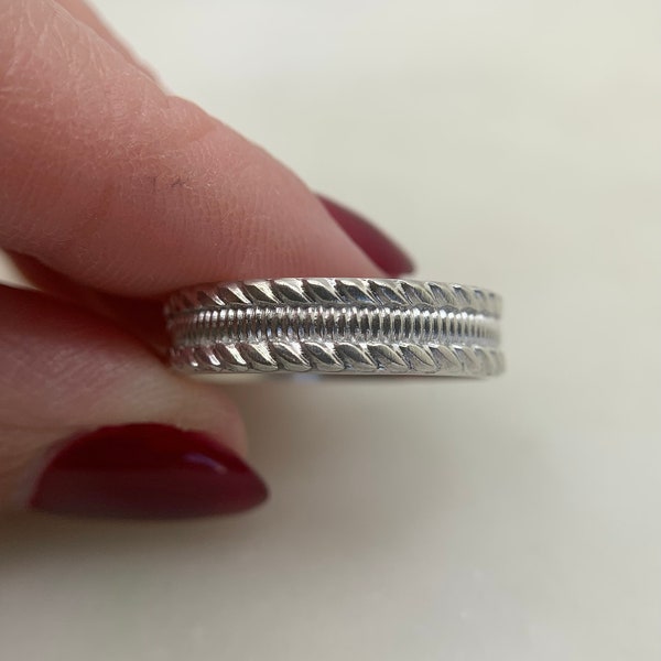 Wide SIlver Band, Wide Silver Ring, Unisex Ring, Filagree Ring