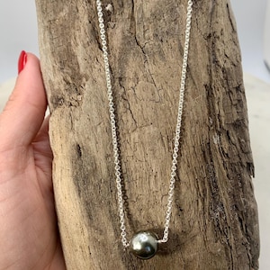 Pearl Pendant, Tahitian Pearl Necklace, Tahitian Pearl Pendant, Sterling Silver and Tahitian Pearl Necklace