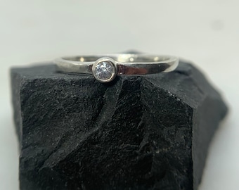 Pale Blue Sapphire Ring, sterling silver and sapphire ring, sapphire bezel set ring,