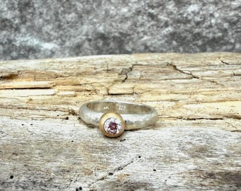 Off Set Solitaire, Bubble Ring, Diamond Ring, Mixed Metal