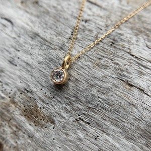 Dainty Diamond Necklace, Diamond Charm Necklace, Bezel Necklace, Tiny Diamond Necklace