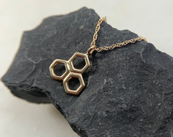 Honeycomb Necklace, bee keeper necklace, hexagon necklace