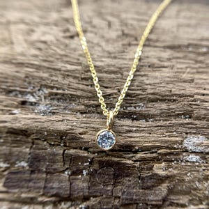 Dainty Diamond Necklace, Diamond Charm Necklace, Bezel Necklace, Tiny Diamond Necklace