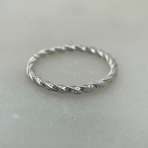 Twisted Silver Ring, Dotted Silver Ring, Mens Silver Band, Large Silver Band, Infinity Ring