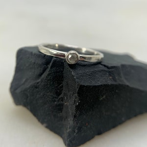 Gray Diamond Ring, rose cut diamond ring, opaque diamond ring, single cut diamond ring, alternative diamond ring