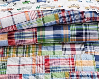 Pottery Barn Kids Plaid Madras Twin Sized Quilt Only Great Condition