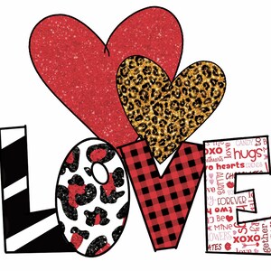 Liebe png, Valentinstag, Leopard print Herz, Büffelkaro, Sublimation