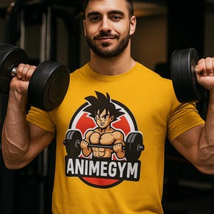 Anime Gym Workout T-Shirt, Goku Gewichtheben Dragon Ball Z Fitness Tshirt, Fitness Fan Geschenk, Workout Bekleidung, Übung Shirt
