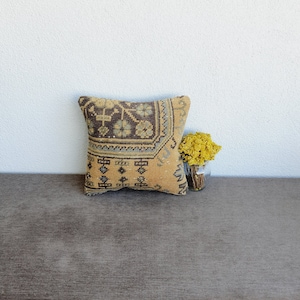 14x14 Turkish Rug Pillow Cover, Decorative Rug Pillow Cover , Handmade Rug Pillow Case , Rug Cushion Cover , Rug Pillows