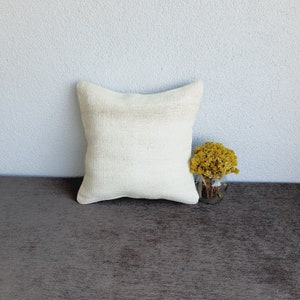 White Hemp Pillow Cover: 16x16 Turkish Organic Farmhouse Decor