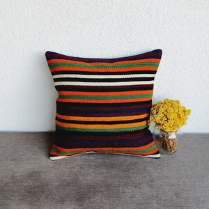 16x16 Kilim Pillow Cover , Oriental Kilim Pillow , Boho Throw Pillow , Turkish Kilim Pillow Kilim Sofa Pillow , Turkish Kilim Cushion