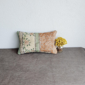 Woven Lumbar Rug Pillow Cover: Bohemian Vintage Turkish Pillow (12x20)