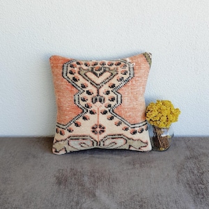 16x16 Turkish  Rug Pillow Cover , Rug Cushion Case , Decorative Pillow Cover , Handmade Rug Pillow Case , Rug Cushion Cover , Rug Pillows