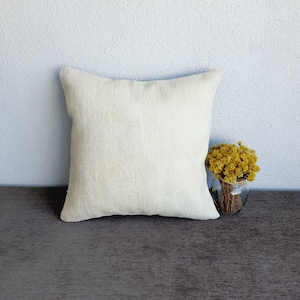 White Hemp Pillow Cover: Turkish Organic Farmhouse Decor (18x18 inches)