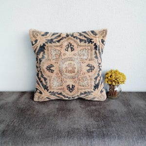 Dekorativer Kissenbezug, 20x20 Wollteppichkissen, Wohndekorkissen, Vintage-Teppichkissen, Dekokissen, türkisches Kissen, Bettwäschebezug