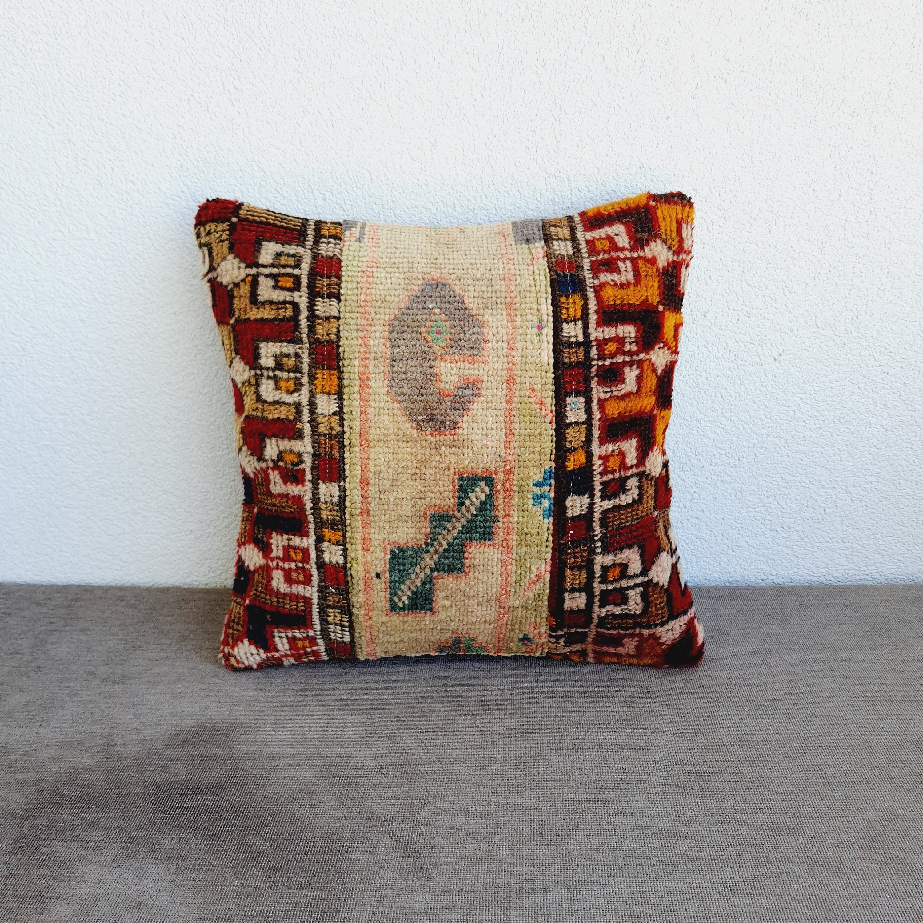 ヴィンテージトルコラグ枕カバー：ボヘミアンパッチワーククッション