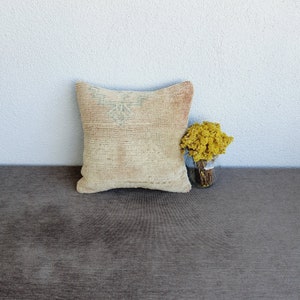 TinyTurkish Rug Pillow Cover , 14x14 Rug Cushion Case , Handmade Rug Pillow Case , Rug Cushion Cover , Rug Pillows