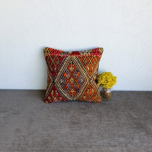 Handmade Vintage Pillow 16x16 , Kilim Pillow Cover , Custom Pillow , Home Decor Pillow , Decorative Pillow , Boho Kilim Pillow