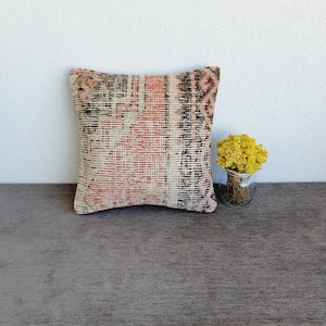 Rug Cushion Cover , 16x16 Turkish Rug Pillow Cover , Boho Rug Pillow  , Rug Cushion Vintage Pillow Cover 16x16 , Turkish Pillow Cover