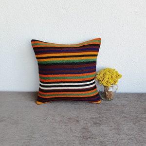 Turkish Kilim Pillow 16x16 Turkish Rug Pillow Cover , Rug Cushion Case , Handmade Rug Pillow Case , Rug Cushion Cover , Rug Pillows