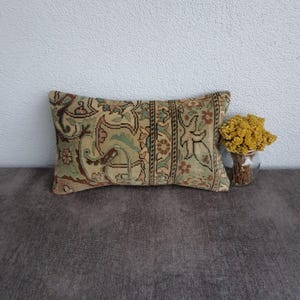 Dekorativer Teppich Kissenbezug, 12x20 Wollteppich Kissen, Wohndekor Kissen, Vintage Teppich Kissen, Dekokissen, türkischer Kissenbezug