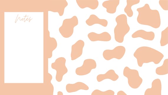 Pink Cow Print w Notes Sectie Esthetische Desktop Wallpaper Digitale Download Computer Wallpaper Mac PC iMac Macbook Windows HD