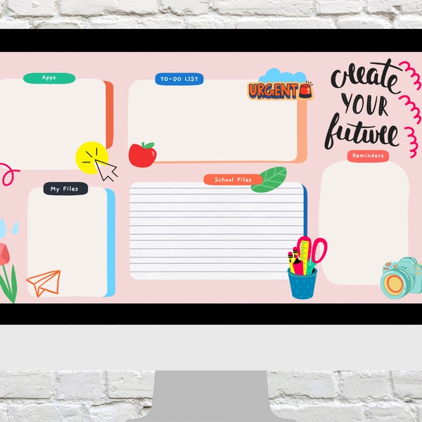Teacher Aesthetic Style 1 Desktop Wallpaper, School Teacher, Fun/Colorful, Digital Download, Computer Wallpaper