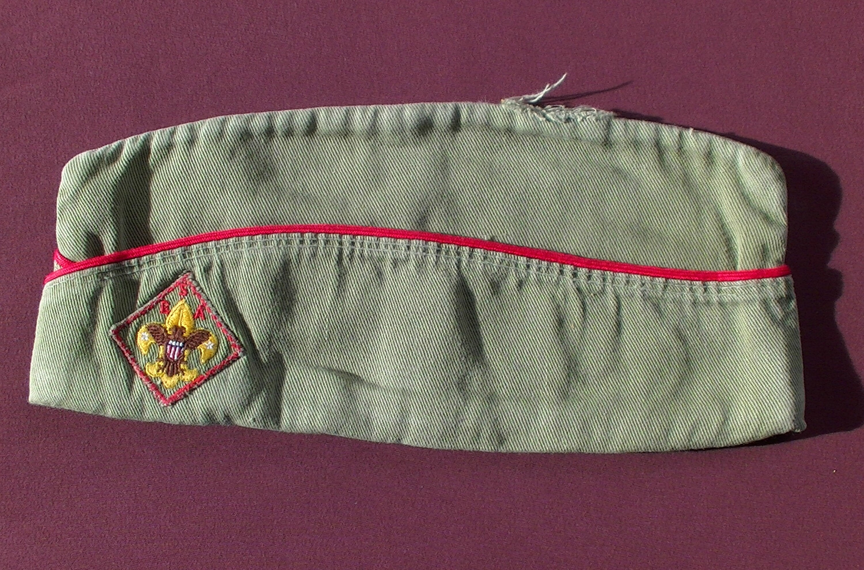 Vintage Boy Scout Uniform Hat and Beret, Neckerchief and Slide, Shirt