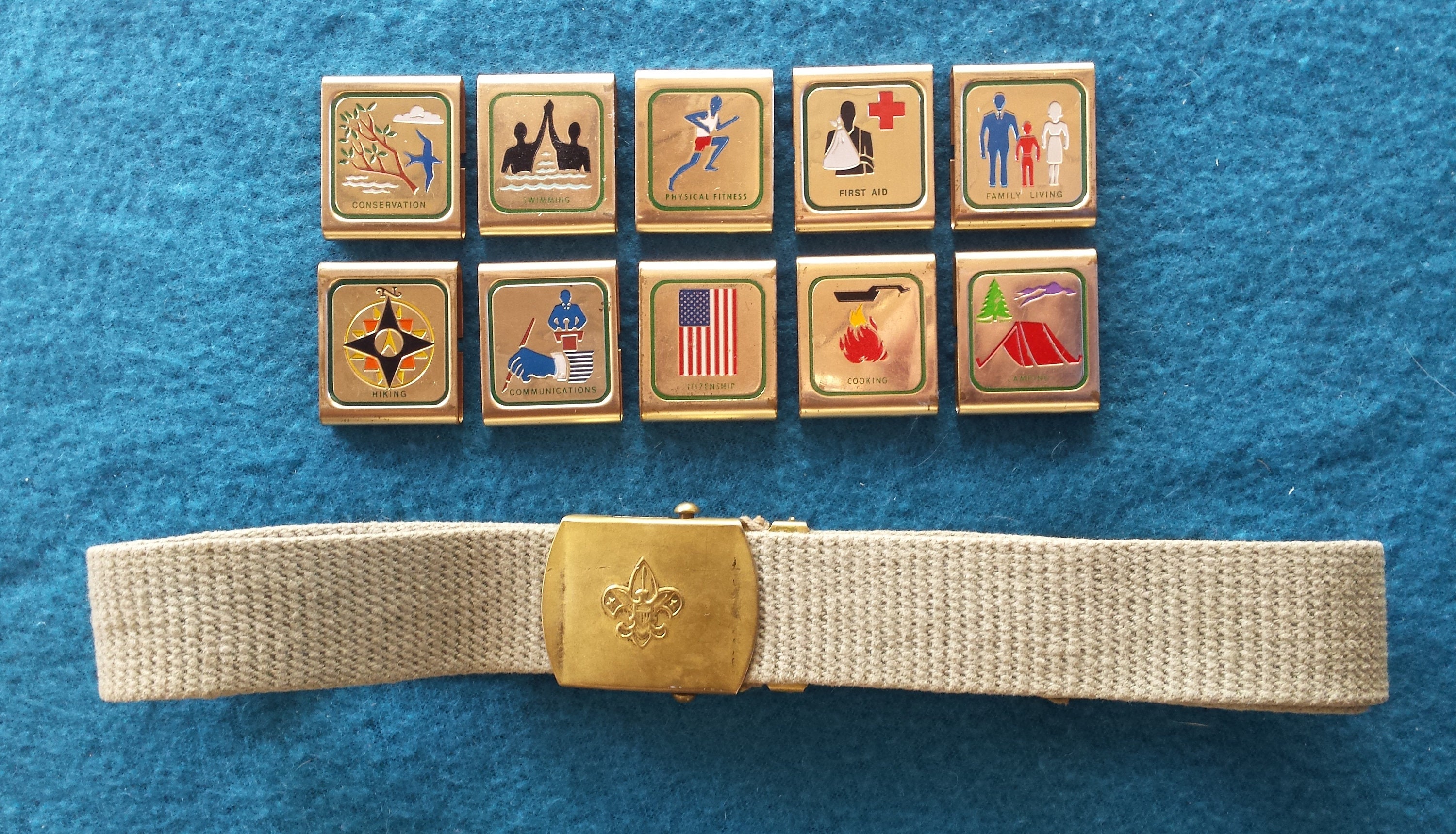 Vintage Boy Scout Belt and 10 Achievement Awards Etsy